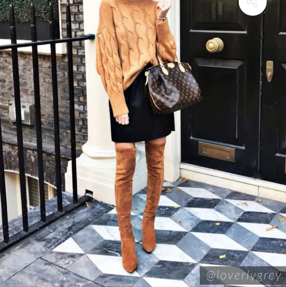 'MARLO' TAN OVER THE KNEE SUEDE LEATHER BOOTS